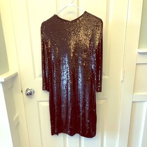 Tory Burch Black Sequin 3/4 Sleeve Dress